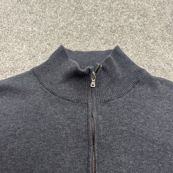 Boss Hugo Boss Full Zip Cardigan Sweater Mens Small Charcoal Gray Mock Cotton - Picture 3 of 15